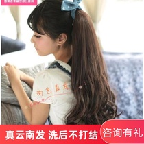  Real hair ponytail wig Female 60 long curly hair big wave pear flower 100% full real hair pocket ponytail hair extension
