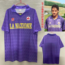  89-90 season Serie A Fiorentina purple retro old jersey No 10 Baggio short-sleeved football shirt