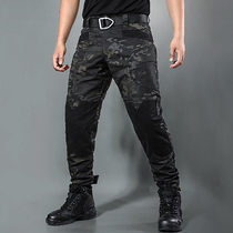 Spring and Autumn Mens Outdoor Tactical Pants Military Fans Mountaineering Leisure Labor Insurance Multi-pocket Waterproof Foot Pants Wear-resistant and Dirty