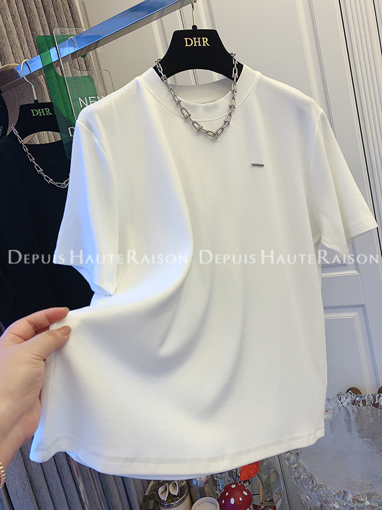 DHR ヨーロッパラウンドネック綿半袖 Tシャツトップス女性のボトリングシャツとルーズカジュアル 2024 春夏の新スタイル
