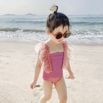 Girls Swimsuit Girls cute baby one-piece swimsuit 2021 new middle and small children Infant swimsuit Children princess