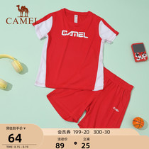 Camel childrens basketball suit Short-sleeved suit mens summer breathable training sportswear Girls two-piece jersey team uniform
