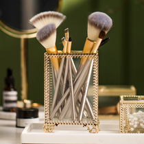 Xiaoxijia Nordic style light luxury copper glass storage tube Makeup brush tube Pen holder Beauty storage bucket Home furnishings