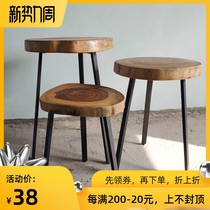  Log wrought iron furniture small round coffee table Art balcony flower few original ecological home solid wood storage side few