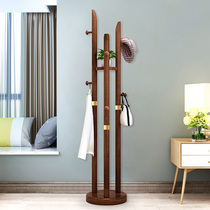  New Chinese style creative full solid wood coat rack floor-to-ceiling bedroom hanger Simple modern living room clothes rack household