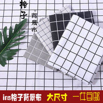 Black and white plaid cloth background cloth ins food photo background photography shooting props Breakfast picnic net red tablecloth