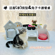 New products SpiritZoo This is home series Cat Dog Table Waterproof Solid Wood Multi Bowl Drinking Rack Pet Rice Bowl