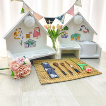 SpiritZoo solid wood waterproof small house dining table small water rack cat bowl rack cat food basin