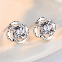 Pt950 platinum stud earrings womens 18K white gold earrings stud earrings simple girls gift