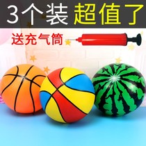 Watermelon inflatable childrens toy ball small ball massage ball kindergarten Pat small basketball bouncy ball Blue Ball