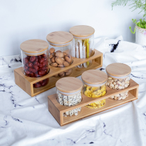 Glass sealed jar kitchen three-piece honey dried fruit grains storage tank tea transparent storage bottle