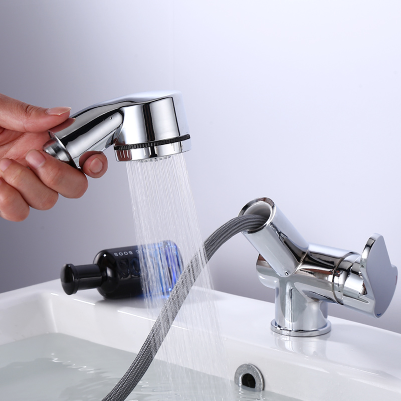 Facebasin faucet cold and hot water pumping type retractable single-hole washbasin, basin and sink