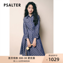 Psalms Pretty Womens Fall 2022 New Loose Lapels Waist Thin Jacquard Shirt Skirt Dress
