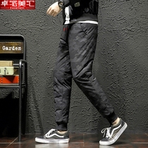 Fashion down pants for men youth students thin and fat plus size can be worn outside slim cold-proof and warm