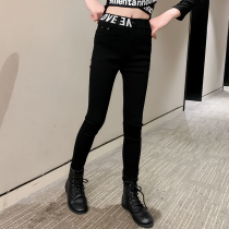Girls Black Pants Spring and Autumn 2021 New Children Slim Foot Pants Tong Tong Tong Tong Tong Tong Tong Tong Tong Tong