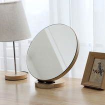 Desktop makeup mirror Simple solid wood large dressing mirror Wooden desktop mirror folding HD beauty custom LOGO