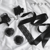 Blindfold bracelet Milk paste three-piece set of sex underwear accessories Lace handcuffs