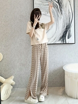 Small balsamic wind suit 2022 Summer new ladies High feeling wide-legged pants Two sets Fashion casual sportswear
