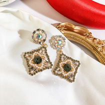 S925 Silver Needle Europe and America Exaggerated Geometric Diamond Earrings Korean Temperament Net Red Earrings Earrings Earrings Travel Jewelry