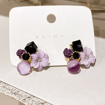 925 Silver Needle South Korea East Gate Diamond Opal Crystal Flower Earrings Sweet Ear Net Design Sense Female