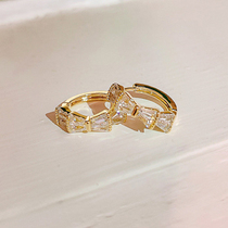 True Gold Plating South Korea Dongdaemun Temperament Geometry Zircon Earrings Earrings Female Simple Earrings Fashion Personality Earrings