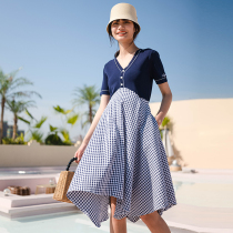 BELLYWEAR MATERNITY DRESS SUMMER TEMPERAMENT MEDIUM-long FASHION Western style slim-fit PLAID OUT nursing SKIRT