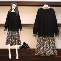 Maternity dress 2021 spring and autumn new lazy wind skirt loose thin floral stitching base maternity dress