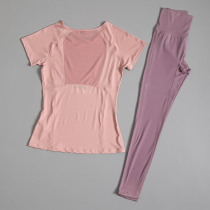 Sports yoga suit womens autumn two-piece quick-drying short-sleeved shirt yoga running trousers slim fitness suit