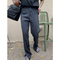 A glass of ice American pituitary open fork Western-fitting pants female summer new Korean high waist display slim fit straight cylinder casual drag long pants