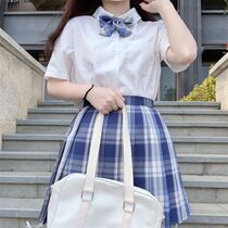 Japan JK uniform pleated short skirt Genuine grid skirt suit Full set of Japanese skirt womens college style summer