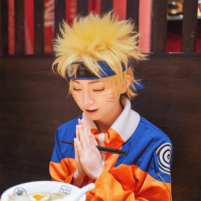 Japanese Anime NARUTO Uzumaki Naruto Cosplay Costume Wig Set Ninja  Halloween Party Performance