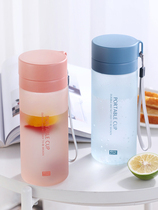 Plastic water Cup portable high temperature resistant male large-capacity water bottle female anti-drop simple transparent non-toxic frosted large Cup