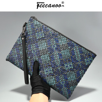 New camouflak knit handbag Trend letter Enveloping Men Casual Genuine Leather Hand Grab Bag Youth Hand Grab Bag Men Bag