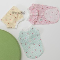 Order#Korean summer grid small peach cute dog small flying sleeve vest Meat floss small dumplings OM