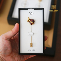 Hyde Park gift of Heart red transparent heart-shaped original brooch collar pin mens suit accessories