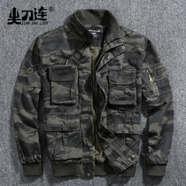 Autumn military fans multi-pocket top tooling camouflage uniforms mens collar camouflage jacket loose jacket outdoor wear-resistant jacket