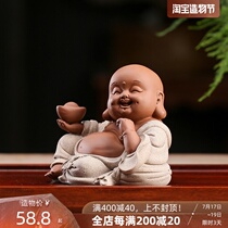 Creative lucky Maitreya Buddha Tea Pet boutique Purple Sand can raise handmade personalized tea play tea ceremony accessories Tea ornaments