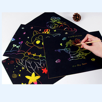 Jia Meijia 8 open 4 black face showy scratch paper children painting paper camouflage paper bamboo pen