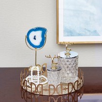 European storage tank model room living room metal glass coffee table creative candy jar American light luxury home decorations