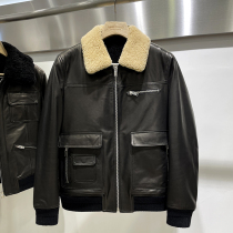 Fall winter SLP wind sheepskin leather leather original ecology Australia Merino fur one-piece motorcycle jacket coat men