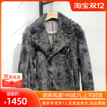 Autumn and winter Tuscany original ecological Lamb hair fur one man sheep cutting velvet motorcycle jacket fur coat thickened