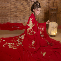  Feng Qiuhuang original flower wedding Hanfu wedding dress female spring and autumn red waist-length skirt ancient dress out of the cabinet wedding dress bridal wedding dress