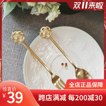 Spot Japan Takasang metal rosette series coffee spoon dessert fork frosted stainless steel gold-plated dessert spoon