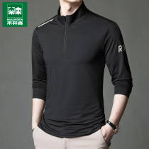 Mulinsen Ice Silk Long Sleeve T-shirt Men's Spring and Autumn Outdoor Running Half Zipper T-shirt Men's Casual Jacket