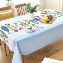 Nordic Small Fish Print Pvc Table Cloth Waterproof Anti-Oil Wash Rectangular Table table Buins Wind table cushions