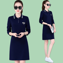 Casual dress Spring and Autumn long sleeve ladies sports style Joker A version tennis skirt skirt long Polo collar