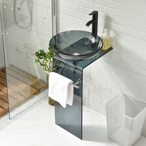 Balcony column washbasin Small apartment glass washbasin Bathroom washbasin Courtyard Floor-to-ceiling washbasin