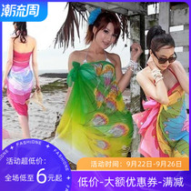 Bikini wrapped beach towel gauze coat female summer Joker long gauze dress gauze silk scarf 2 pieces