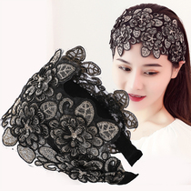 Wide-brimmed fashion wide white hair with women's net red out broken hair headband French headscarf Korean hair accessories headdress