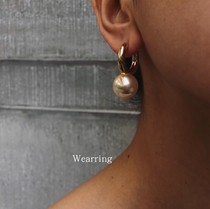 European and American French advanced design exaggerated temperament simple big pearl ring earrings niche cold woman